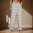 thumbnail image 2 of Men's Casual Pants Men Fashion Leisure Large Plaid Lace Cotton Can Be Worn Outside Pajamas Home Pants Classic, 2 of 5