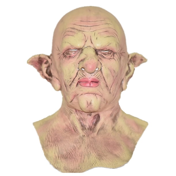 Máscara, casco de látex para hombre viejo y calvo, cara completa, cosplay