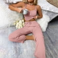 thumbnail image 6 of Hugcore Tank Top and Pants Pajama Set, Women's 2 Piece Pajama Set Sleeveless Cami Top and Long Pants Sleepwear Lounge Sets Cute Pajamas for Women Pink L, 6 of 7
