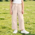 thumbnail image 5 of SONXAHE Toddler Boys Cotton Gauze Pants Solid High Waist Wide Leg Straight Fit Breathable Trousers,Beige, 5 of 5