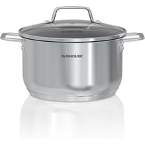 SUNHOUSE 18/8 Stainless Steel Stock Pot - 6 Quart Heavy-Duty Induction Cooking Pot with Visible Lid for Pasta, Soup, Spaghetti - Nonstick Thick-Bottom Deep Stockpot for Canning, Boiling, and Simmerin