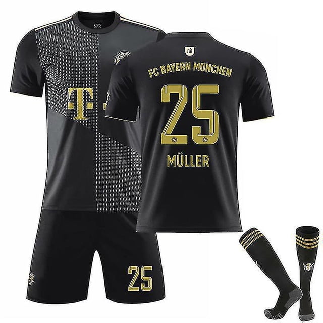 Nueva temporada Fc Bayern Munich Soccer All Black T-shirts Jersey Home Jersey Set para ni?os jóvenes adultos-7 ZefeiWu 8390612509070