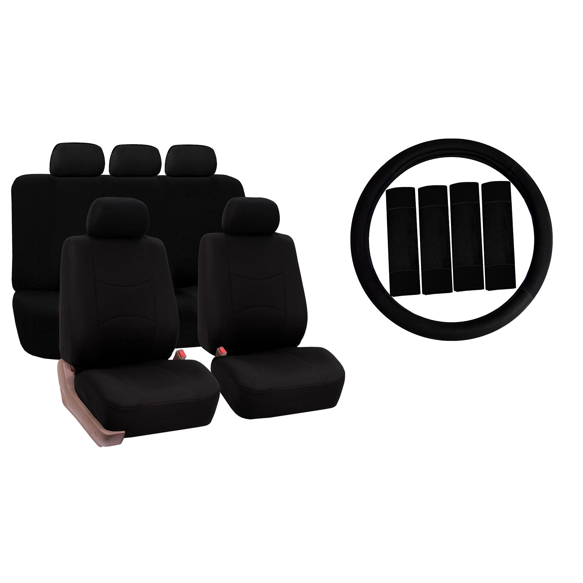 FH Group Car Seat Covers Full Set Cloth Universal Fit, Automotive