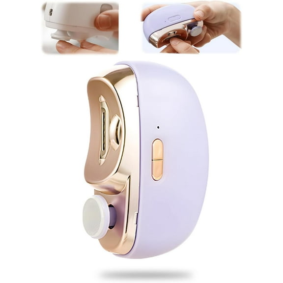Electric Nail Clipper & Baby Nail Trimmer Polisher 3 in 1 (Not for Toenail) with Nail Scraps Storage, LED Light, 2 Speeds, Rechargeable Fingernail Clipper for Baby, Adults, Seniors, Purple