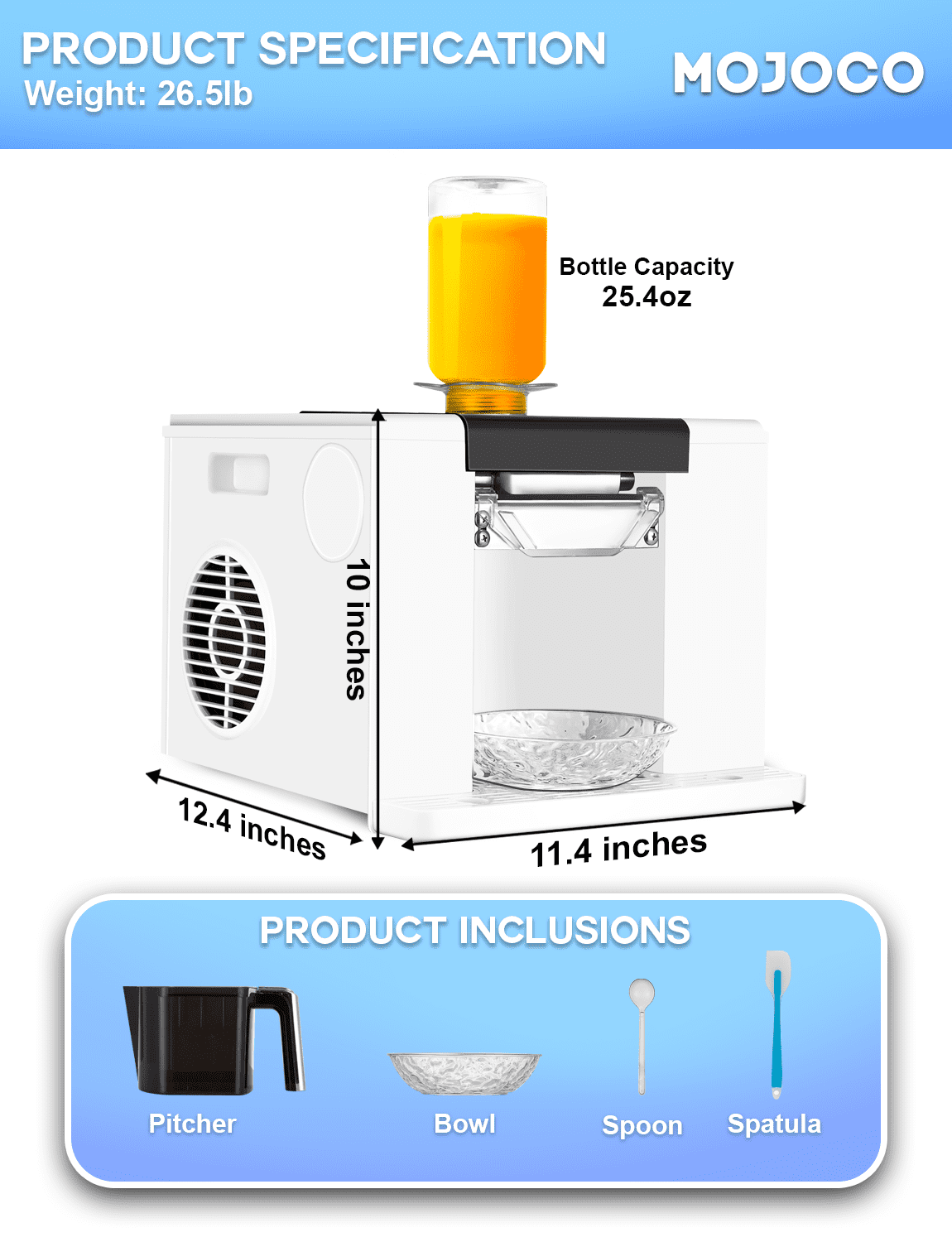 Mojoco Snowflake Ice Machine - Countertop Shaved Ice maker for Korean Bingsu, Snow Cones, and Frozen Desserts - Food-Grade, Mess-Free One-Touch Operation - Automatic Bingsu Machine for Home, Bar