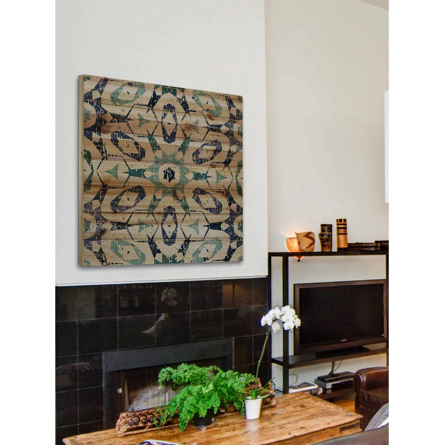 Marmont Hill - "Star Green" Painting Print on Natural Pine Wood