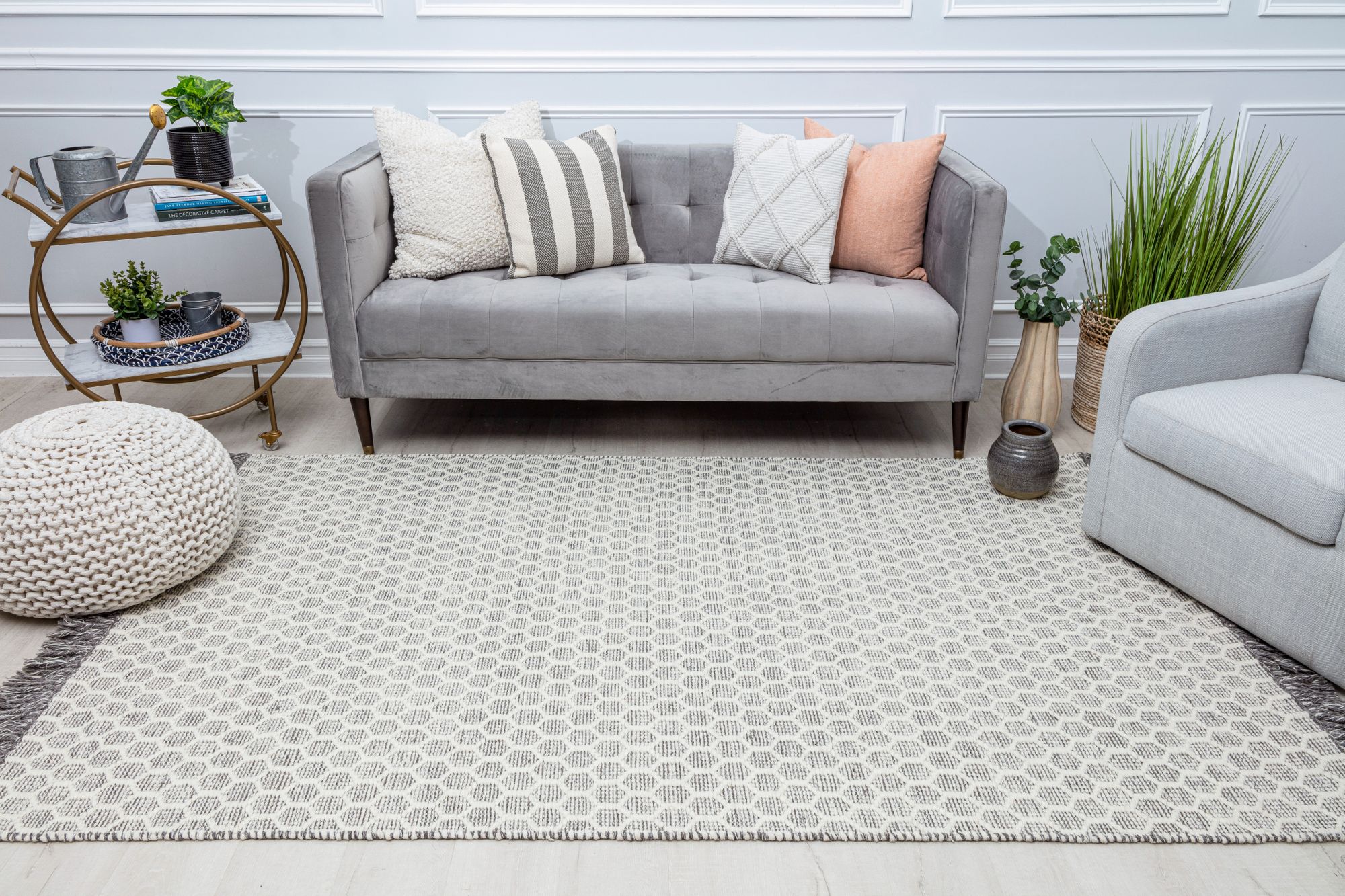 Rugs America RS10A Honeycomb Geometric Bohemian Gray Area Rug, 5’0”x7’0”