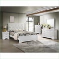 thumbnail image 2 of Queen Size Wood Panel Bed with Tufted Upholstered Headboard - White Finish for Master/Guest Bedroom, 2 of 5