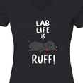 thumbnail image 4 of Inktastic Lab Life is Ruff Labrador Retriever Women's V-Neck T-Shirt, 4 of 5
