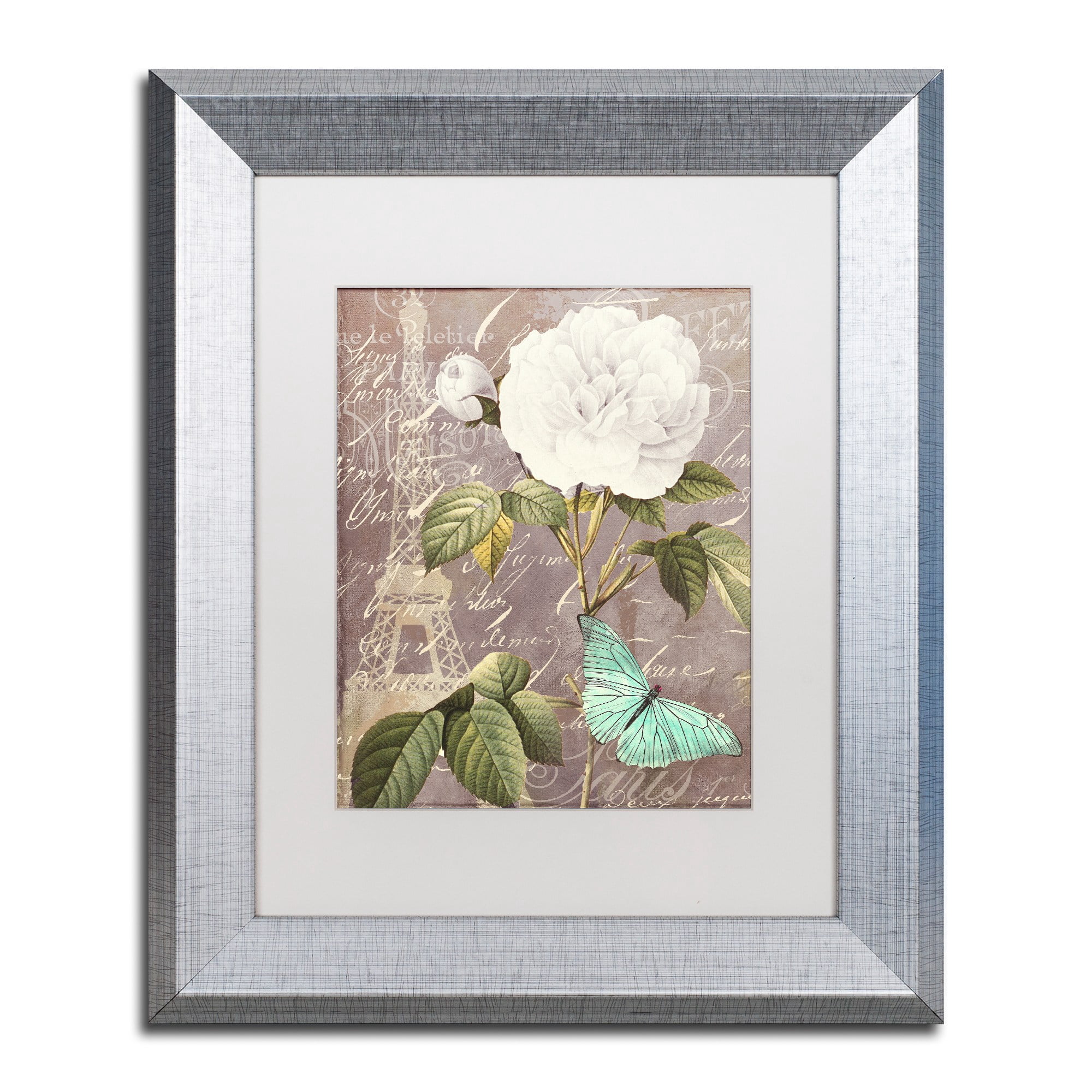 Trademark Fine Art "White Rose" Canvas Art by Color Bakery, White Matte, Silver Frame