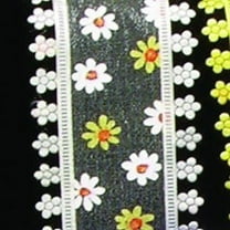 The Ribbon People White and Yellow Mini Daisy Wire Edged Craft Ribbon 1.5" x 40 Yards