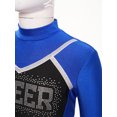 thumbnail image 4 of iiniim Girls Cheerleading Cropped Tops Shiny Rhinestone Contrast Color Long Sleeve Mock Neck Gymnastic Dance Tee Blue 6, 4 of 7