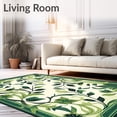 thumbnail image 2 of ODIKA 5'x7' Machine Washable Non-Slip Area Rug, Green Boho with Stylized Leaf and Abstract Florals High Traffic Rug, Ivory, 84072, 2 of 7