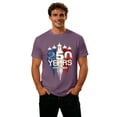 thumbnail image 5 of 4th of July T Shirts for Men's 250th Anniversary Patriotic Graphic Casual Short Sleeve T Shirt Comfortable Breathable Tee For Daily Wear Couples Matching Outfit Purple 5XL, 5 of 5