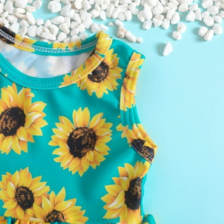 

Gubotare Kids Toddler Baby Girls Spring Summer Floral Cotton Sleeveless Tops Vest Shorts Outfits Beach Holiday Suit with Print Green 4-5 Years