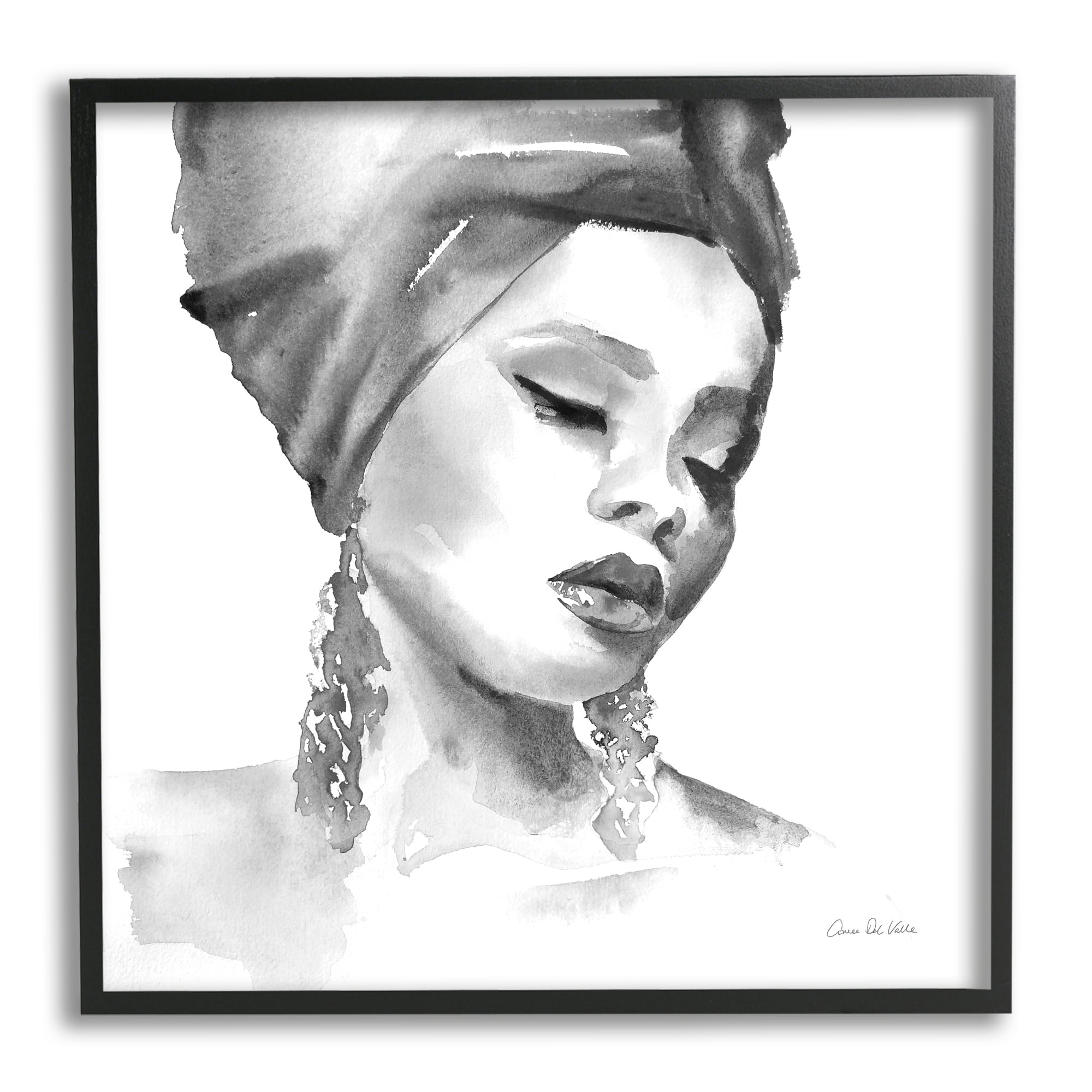 Stupell Industries Woman With Headwrap Soft Watercolor Portrait Painting, 17 x 17, Design by Aimee Del Valle