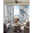 thumbnail image 2 of Sea Turtle Blackout Curtains for Bedroom Living Room, Watercolor Seaweed Fish Coral Seahorse White Letter Texture 84 In Long Thermal Insulated Room Darkening Drapes Grommet Window Treatments 42x84 In, 2 of 9