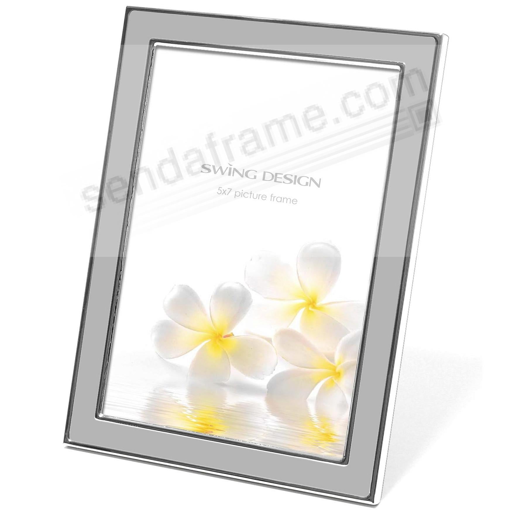 Lura picture Frame By Swing Design Two 5x7” White Enamel & Silver Frame