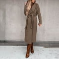 thumbnail image 5 of Juebong Women's Elegant Trench Jacket 2025 Wool Blend Pea Coat with Belt Notched Lapel Mid-Long Jackets Winter Warm Overcoat Brown,M, 5 of 8