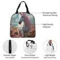thumbnail image 3 of Rateoe Flower White Horse (2) Pattern Insulated Lunch Bag with Thick Aluminum Foil Lunch Tote Bag with Front Pocket for Men and Women, Ideal for Work, School, Picnics, and Travel, 3 of 5