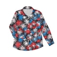 thumbnail image 5 of Xdegoge 4Th of July Patriotic Button Down Shirt for Women USA American Flag Long Sleeve Collared Stars and Stripes Fireworks Graphic Relaxed Fit Summer Tops Independence Day Celebration Outfits, 5 of 5
