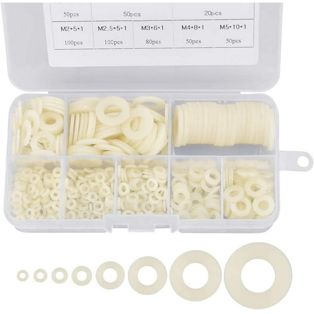 Heldig 500 pieces plastic washers nylon flat washers M2 / M2.5 / M3