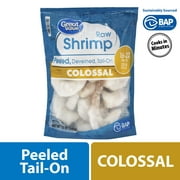 Great Value Frozen Raw Colossal Peeled Deveined Tail-on Shrimp, 12 oz (16-22 Count per lb)