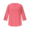 thumbnail image 5 of Women 3/4 Sleeve Workout Shirts Quick Dry Tops Crew Neck Gym Hiking T Shirt Sun Protection Casual Tees Lightweight Pink L, 5 of 6
