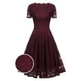 thumbnail image 6 of YUNAFFT Womens Dresses Clearance Women Lace Short Sleeves Party Dress Cocktail Prom Ballgown Vintage Dress Sale, 6 of 9