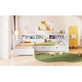 thumbnail image 5 of Newest Wood Twin Size L-shaped Platform Bed with Trundle , a Drawer, White, 5 of 9