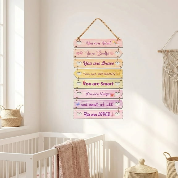 12 x 23 Inch Rustic Pink Wall Stickers, Inspirational Wall Art Decorations for Bedroom, Playroom, Nursery Room