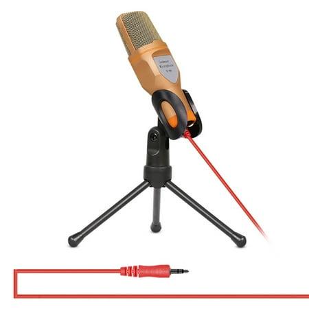 AMZER Professional Condenser Sound Recording Microphone with Tripod Holder, Cable Length: 1.3m, Compatible with PC and Mac for Live Broadcast Show, KTV,