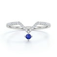 thumbnail image 4 of JeenMata Round Lab Created Blue Sapphire Birthstone Ring - Engagement Ring - Promise Ring in 18K White Gold over Silver, 4 of 6