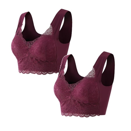 Kcodviy 2Pcs Lace Bra Plus Size Strapless Bra For Women Bra Women Underwear Bralette Strapless Bra For Women Crop Top Female Strapless Bra For Women Bra Large Top Female Push Up Brassiere Laced S