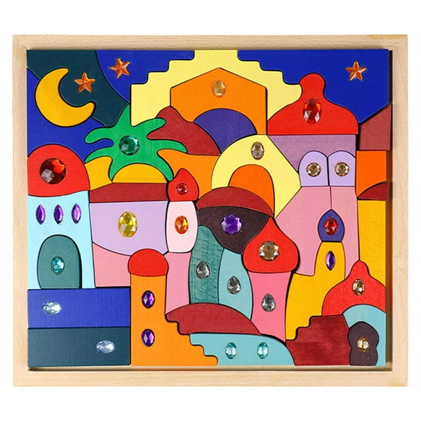 Rompecabezas Bloques de Construcción Niños Castillo de Juguete Cognición Del Color