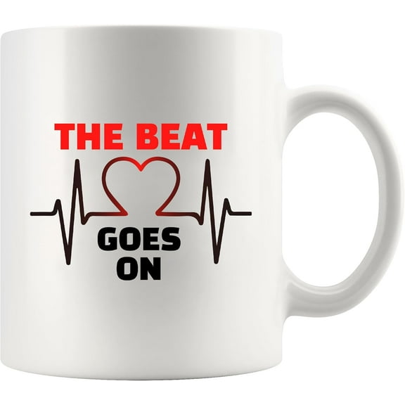 The Beat Goes On Recovery Gifts Heart Surgery Heart Attack Survivor Heartbeat For Coronary Artery Patient From Doctor Nurse Ceramic Mug 11 oz White