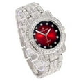 thumbnail image 3 of Charles Raymond Blinged Out Ultimate Silver Hip Hop Royalty Mens Watch w/Diamond Time Indicators -Bright Colored Iced out Dial - L0504 (L0504DX Silver-Red), 3 of 3