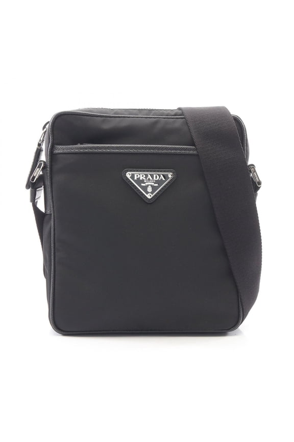 Pre-Owned Prada PRADA Re-Nylon Shoulder Bag Handbag Nylon Saffiano Leather Men's Women's Black