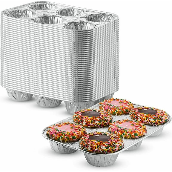 Nicole Fantini Jetfoil 6-Cup Aluminum Disposable & Reusable Durable Muffin Cupcake Pans (12 Pack)