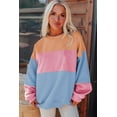 thumbnail image 5 of Women's Sky Blue Colorblock Patchwork Drop Shoulder Sweatshirt, 5 of 6