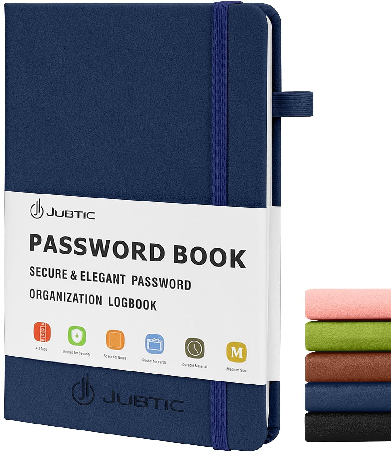 JUBTIC Password Book with Alphabetical Tabs Spiral Bound Medium Size Password Keeper Password Notebook Organizer for All Online Internet Address Website Log in Book Journal for Home Office Green 
