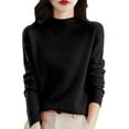 thumbnail image 2 of Wool Sweaters for Women 2024 New Merino Wool Long Sleeve Mock Neck Soft Warm Knit Jumpers Seamless Pullover Sweater Black XL, 2 of 5