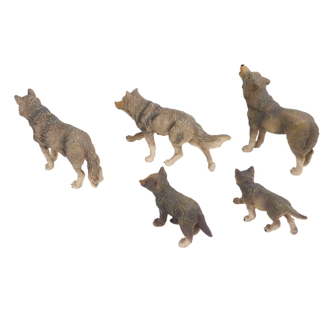 Animal Wolf Figures,5 Pcs Wolf Figurine Wolf Figurine Toys Wolf Model Set Crafted with Care