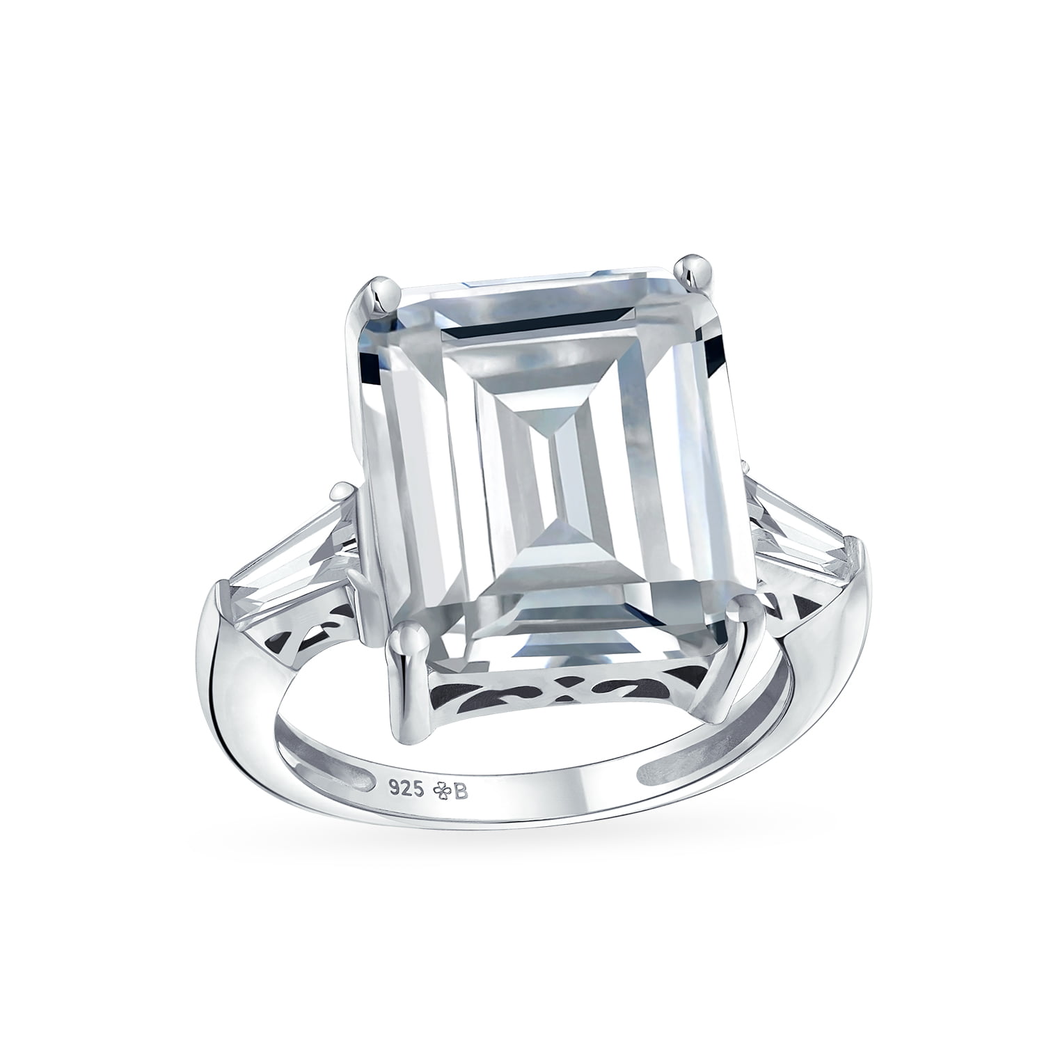4 TCW Round Cut Solitaire Emerald Baguette CZ Bridal Engagement Ring Set 5-10 