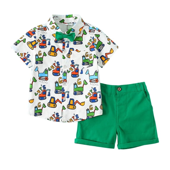 Esho Toddler Boys Holiday Hawaiian Outfit Kids Leaves Floral Print Shirts & Shorts Set 1-6T