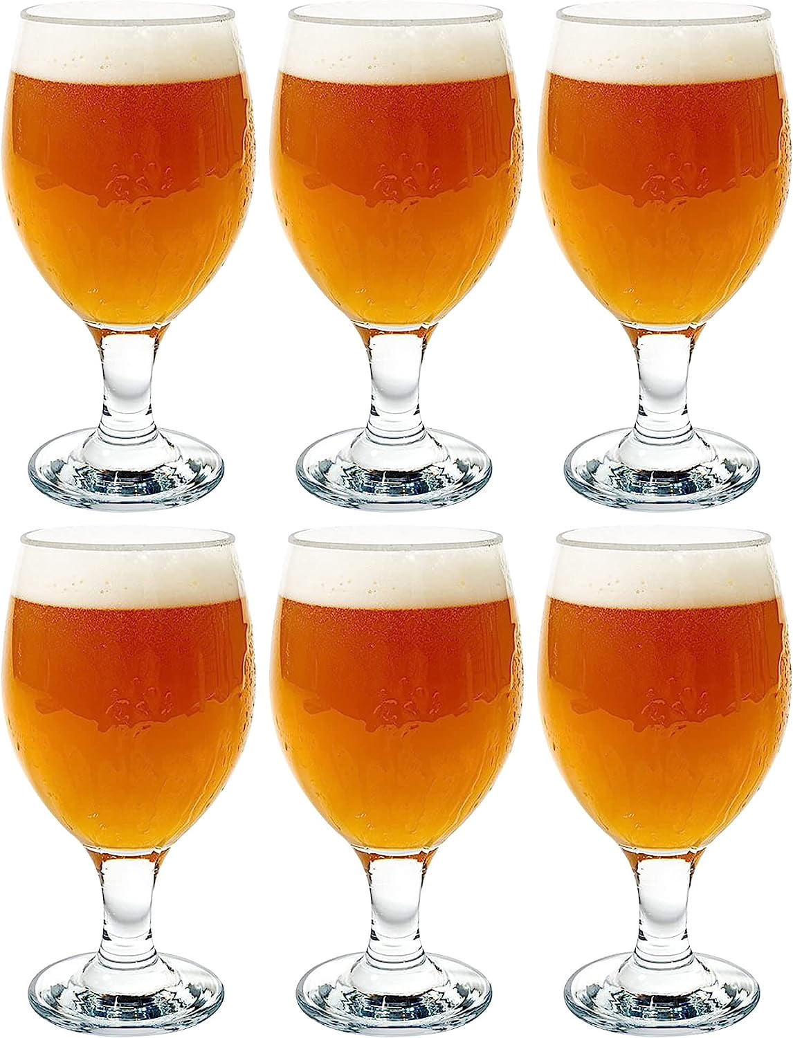 Vikko 13.5 oz Belgian Beer Glasses for Craft Brews Durable Water Goblets, Set of 6