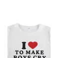 thumbnail image 5 of Aunavey Womens Y2K Print Crop Tops I Love To Make Boys Cry T-Shirt Kawaii Punk Graphic Summer Short Sleeve Tee, 5 of 8