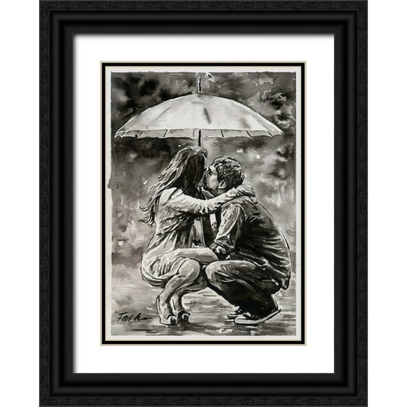 Tashe 18x24 Black Ornate Wood Framed with Double Matting Museum Art Print Titled - True Love