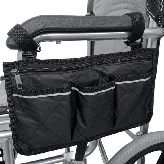 Jetcloudlive Wheelchair Side Bag with Pouches Hang on Side with Bright Line Waterproof Organizer for Wheelchair Walker Pouches Walkers Scooters Mobile Chairs