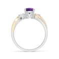 thumbnail image 2 of ANGARA Natural Amethyst and Diamond Twisted Vine Ring in 14K White & Yellow Gold for Women (Size-6mm) | February Birthstone, Birthday, Anniversary, Jewelry Gift for Women | Natural Amethyst Ring, 2 of 10
